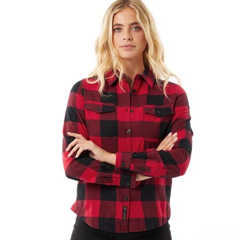 Buy Bench Womens Comyna Flannel Long Sleeve Shirt Black Red Check