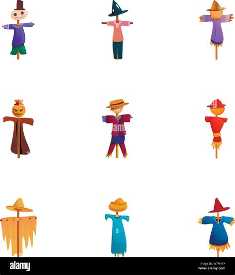 Farm Scarecrow Icon Set Cartoon Set Of Farm Scarecrow Vector Icons