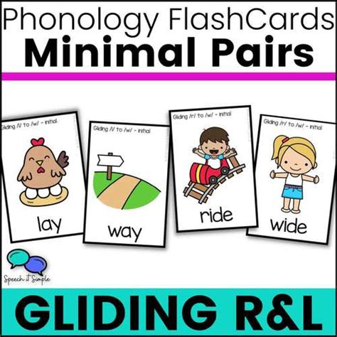 Gliding Of Liquids Minimal Pair Cards Minimal Pairs Phonology Flashcards