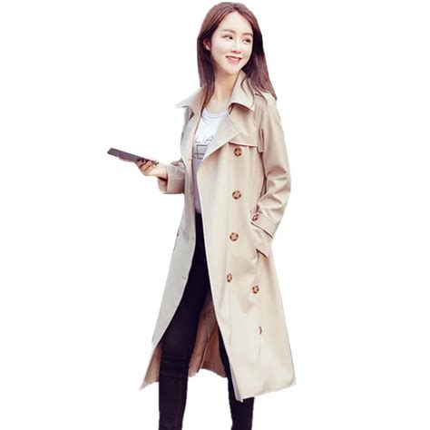 2018 New Spring Autumn Fashion Slim Trench Coat Women Casual Double