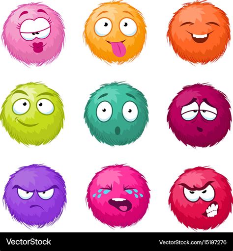 Funny Colorful Cartoon Fluffy Ball Fuzzy Vector Image