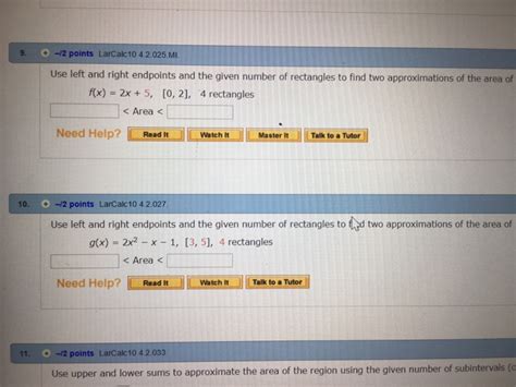 Solved Use Left And Right Endpoints And The Given Number Of Chegg