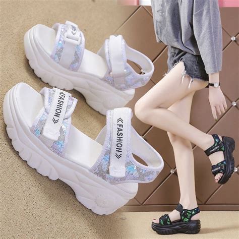 Sandal Nữ Độn Đế Bánh Mì ️freeship ️ Dép Quai Hậu Nữ 2 Quai Kim Tuyến Fasion Siêu Hot Shopee