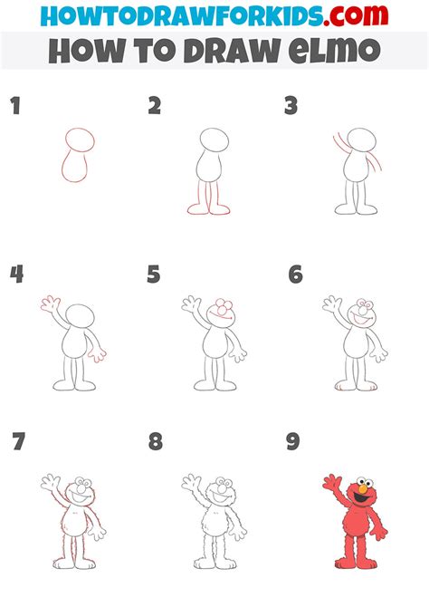 How to Draw Elmo - Easy Drawing Tutorial For Kids