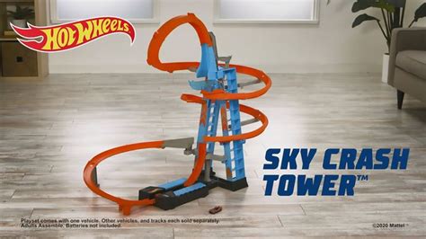 Hot Wheels Sky Crash Tower Track Set Motorized Booster Car