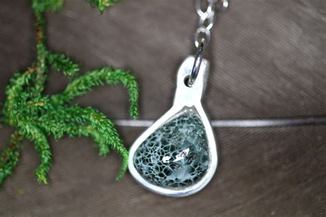 Isle Royale Greenstone Sterling Silver Pendant Inlay Necklace Etsy