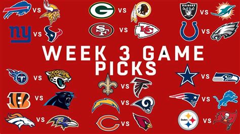 Week 3 Nfl Game Picks Nfl Youtube