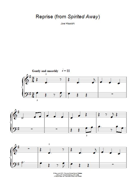 Reprise From Spirited Away By Joe Hisaishi Sheet Music For Easy Piano At Sheet Music Direct