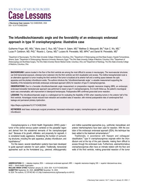 Pdf The Infundibulochiasmatic Angle And The Favorability Of An