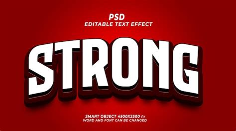 Fuerte Plantilla De Photoshop De Efecto De Texto Editable Psd D Con