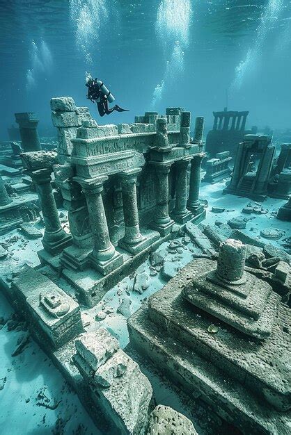 Premium Photo | Underwater city ruins discovered in a deepsea dive