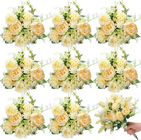 Amazon Zeyune 8 Pcs Wedding Silk Flowers Fake Peony Silk Flowers