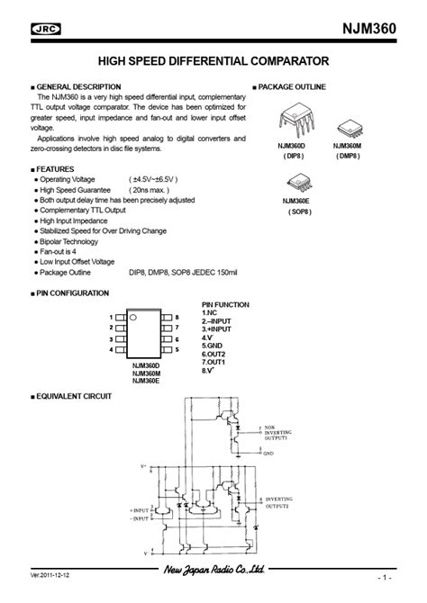 Njm Comparator Datasheet Distribuidor Stock Y Mejor Precio