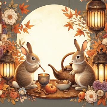 Lantern Frame Moon Rabbit Mid Autumn Background Lantern Rabbit Mid