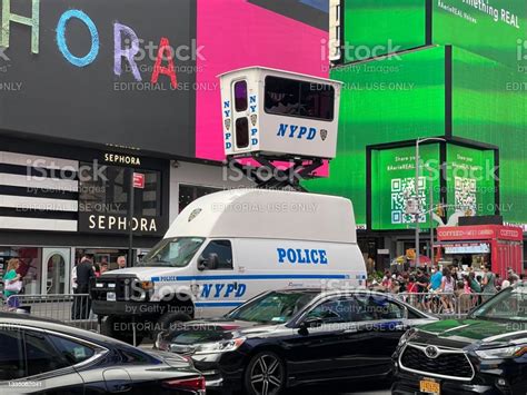 Nypd Surveillance Tower Van In Times Square Stock Photo Download