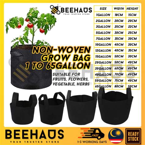 BEEHAUS Nonwoven Grow Bag Planter Bag Compost Bag Garden Root Container