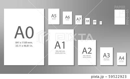 Paper sizes A0 to A10 format isolated on grey...のイラスト素材 [59522923] - PIXTA
