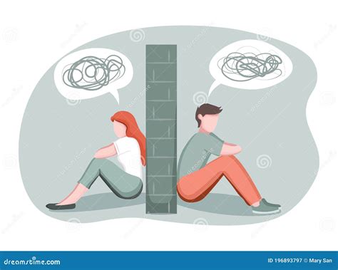 Divorce Breakup Separation Concept Depressed Man And Woman Divided