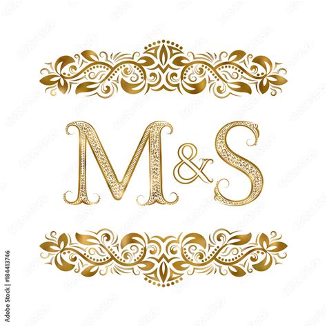 M and S vintage initials logo symbol. The letters are surrounded by ...