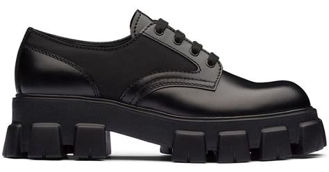 Prada Leather Monolith Chunky Sole Shoes In Black For Men Lyst