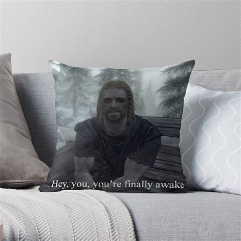 Hey Youre Finally Awake Throw Pillow For Sale By Astrodead Redbubble