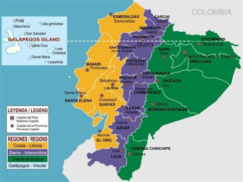 Mapa Del Ecuador Y Sus Regiones 【 Mapa Actualizado