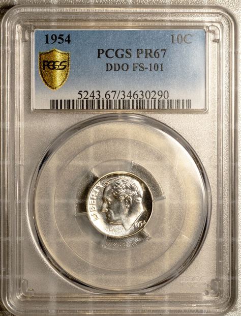 FS 101 1954 10c Silver Roosevelt Head Dime PF 67 DDO PCGS 34630290