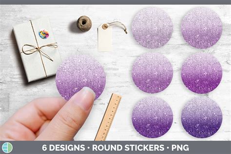 Glitter Ombre Purple Stickers | Round La Graphic by Enliven Designs ...