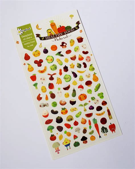 Five-a-day healthy food seal stickers – Cute Delight