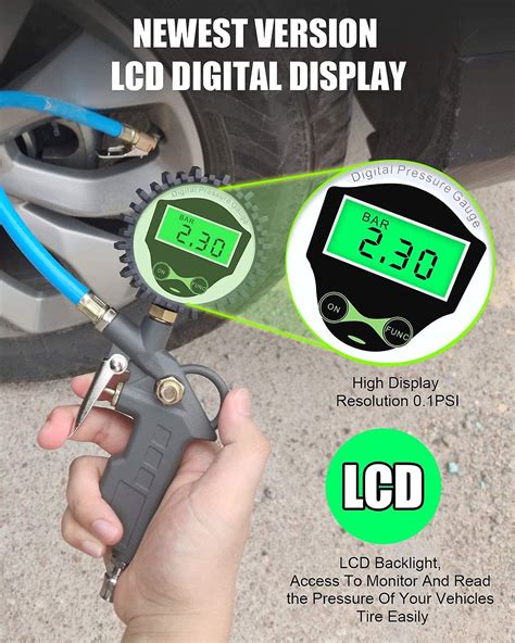 Digital Tire Pressure Gauge With Lcd Backlight Display 255 Psi Digital