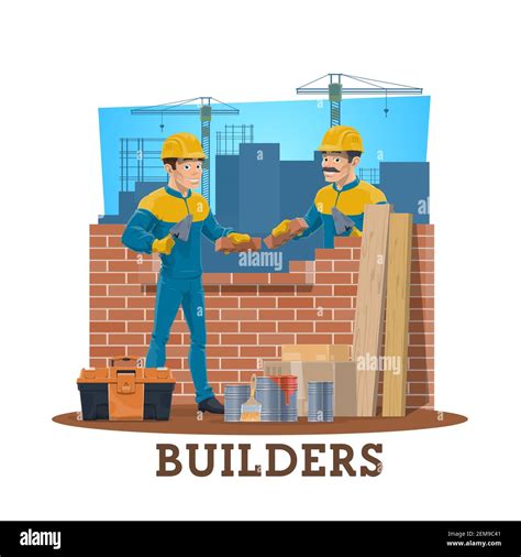 Bricklayer Builders Vector Construction Industry Workers Mason