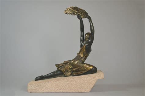 Fr Pierre Le Faguays Fayral Rare Bronze Palm Dancer Art Deco