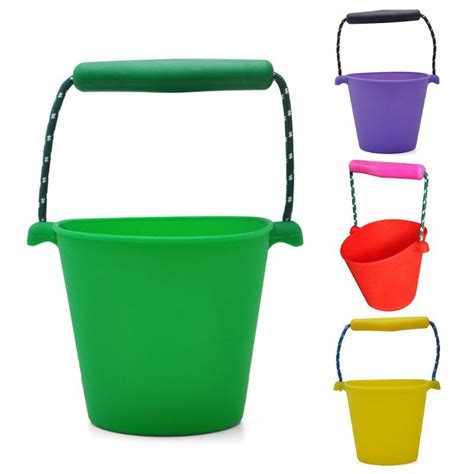 Portable Beach Bucket Sand Toy Silicone Folding Barrel Multi Purpose