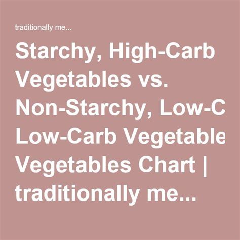 Starchy High Carb Vegetables Vs Non Starchy Low Carb Vegetables Chart High Carb Vegetables