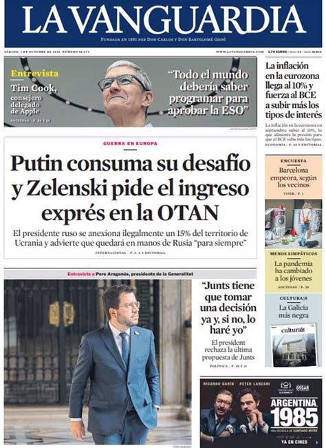 Las portadas de los periódicos del sábado 1 de octubre