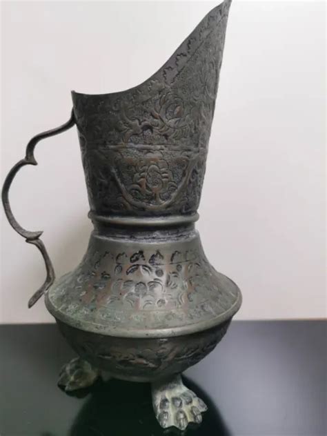 Rare Antique Islamic Middle Eastern Arabic Copper Water Jug 3 Bronze Legs C19th £15938