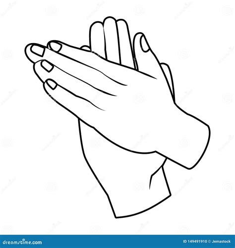 Hands Clapping Icon Black and White Stock Vector - Illustration of ...