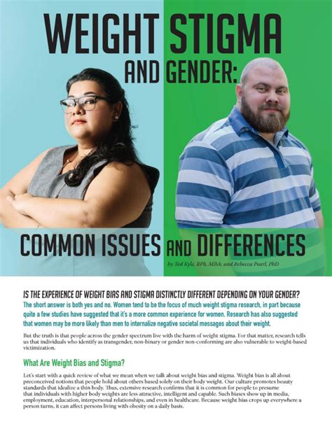 Weight Stigma And Gender Common Issues And Differences Obesity