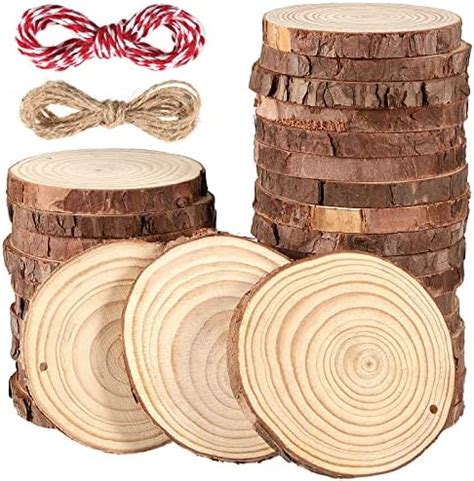 Ilauke Natural Wood Slices Pcs Cm Circle Wooden Discs Unfinished