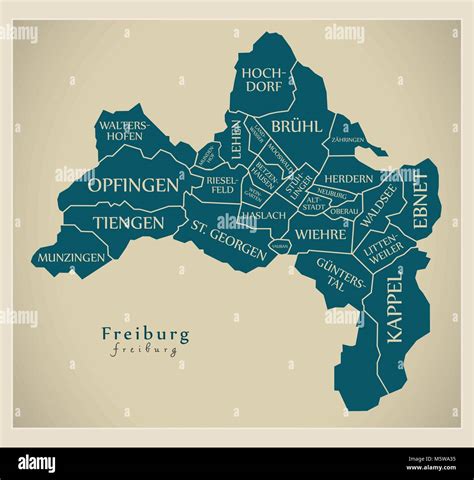 Moderne Stadtplan Freiburg Stadt Deutschlands Mit Bezirken Und Titel