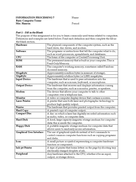 Basic Computer Terminology - Form | Computer Data Storage | Input/Output