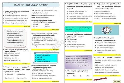 S N F Fiilde Kip Ki I Anlam Kaymas Konu Testi Hangisoru