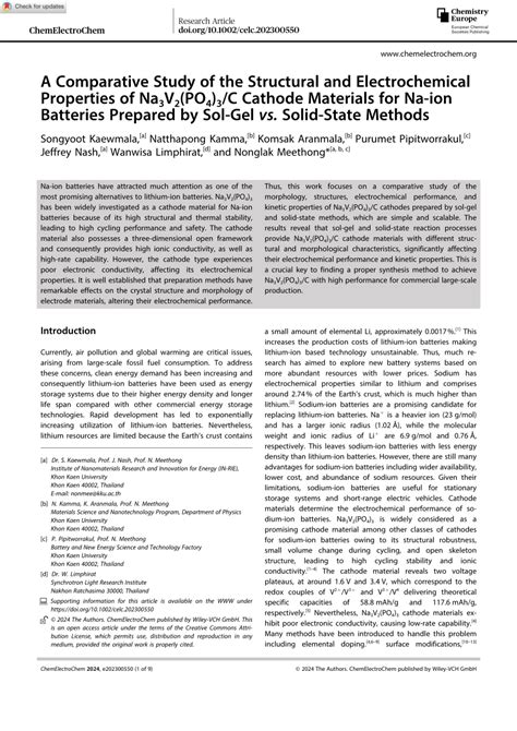 PDF A Comparative Study Of The Structural And Electrochemical