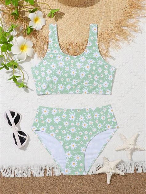 Girls Floral Print Bikini Swimsuit Shein Usa