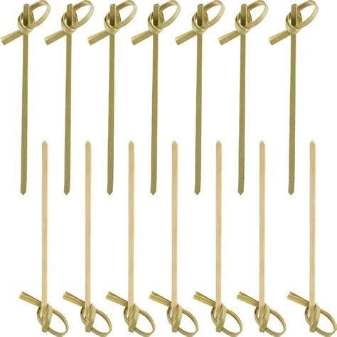 Knotted Cocktail Stick Disposable Fruit Bamboo Twisted Skewer Sticks