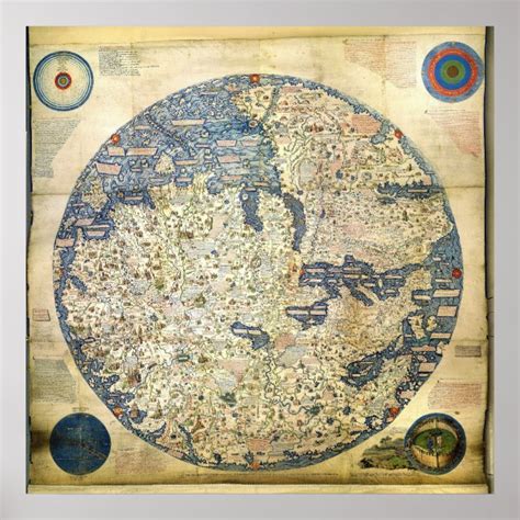 world map  venetian monk fra mauro poster zazzlecom