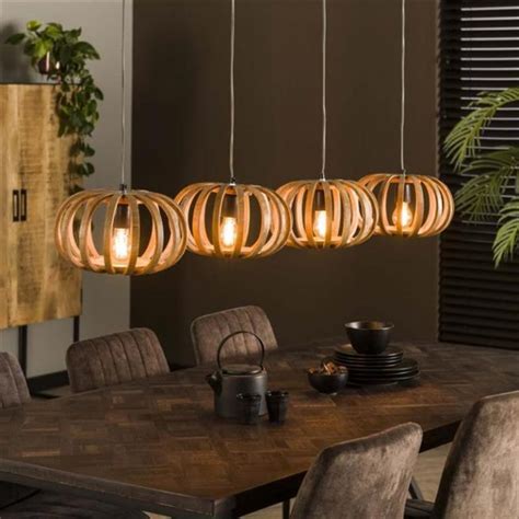 StoerLights Hanglamp 4L Stripes 4xE27 Massief Mango Naturel Koop Nu