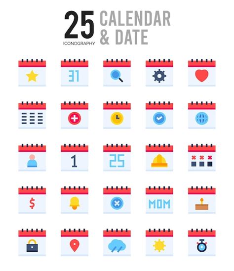 Kalender Und Datums Flat Icon Pack Vektorillustration Premium Vektor