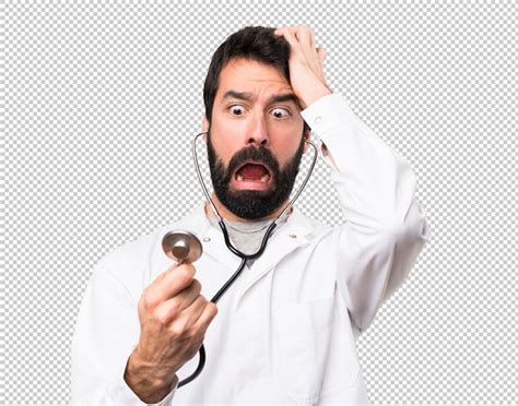 Premium PSD | Young doctor with stethoscope