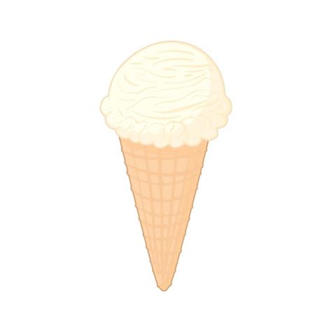 Helado De Vainilla En Un Icono De Cono De Gofre En Estilo De Dibujos